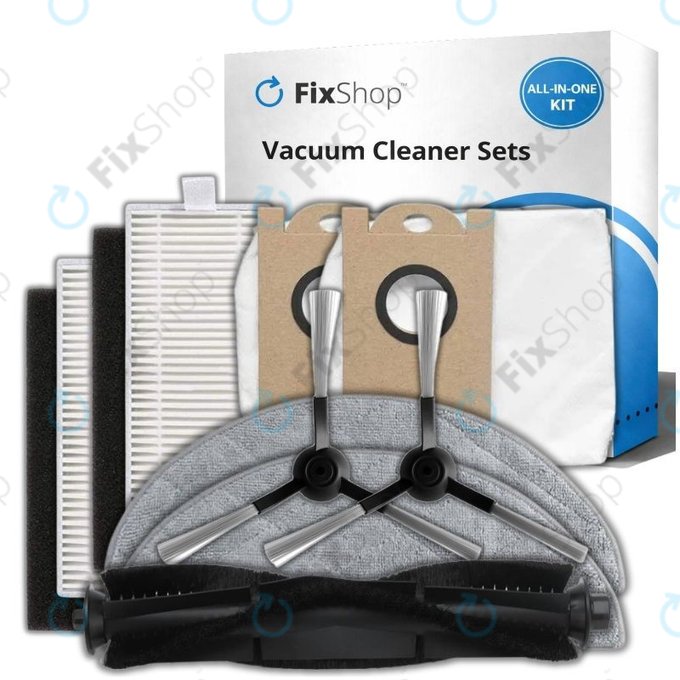 Kit de pièces de rechange pour Xiaomi Viomi S9, Proscenic M7 Pro, M7 Max, M8 Pro (1x Brosse principale, 2x Filtre, 2x Brosse latérale, 2x Chiffon de vadrouille, 2x Sacs à poussière)