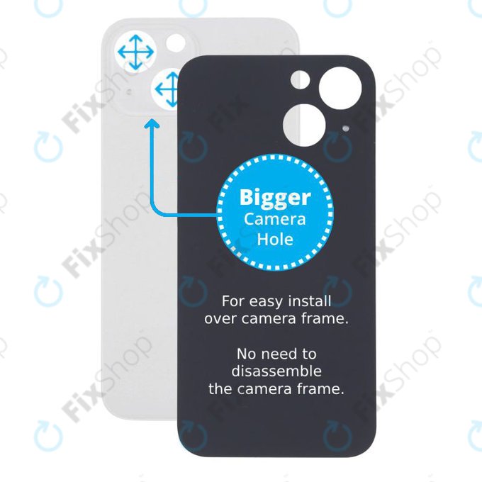 Apple iPhone 13 Mini - Verre du boîtier arrière avec plus grand trou pour l'appareil photo (Starlight)