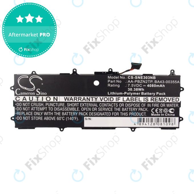 Batterie pour Samsung Chromebook Series 3, 4080mAh, Li-Pol, 7.5V, AA-PBZN2TP, HQ