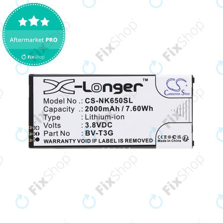 Batterie pour Nokia Lumia 650, 2000mAh, Li-Ion, 3.8V, BV-T3G, HQ