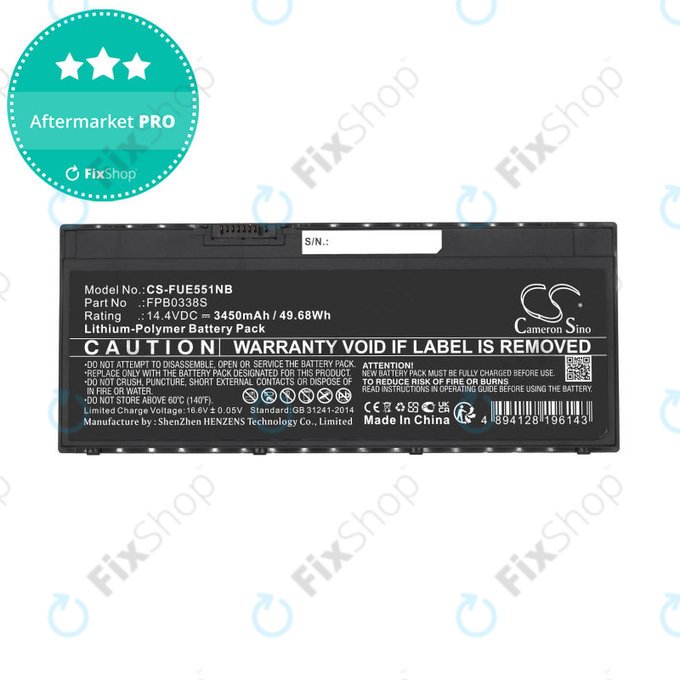 Batterie pour Fujitsu Lifebook E4411, E448, E458, 3450mAh, Li-Pol, 14.4V, FPB0338S, HQ