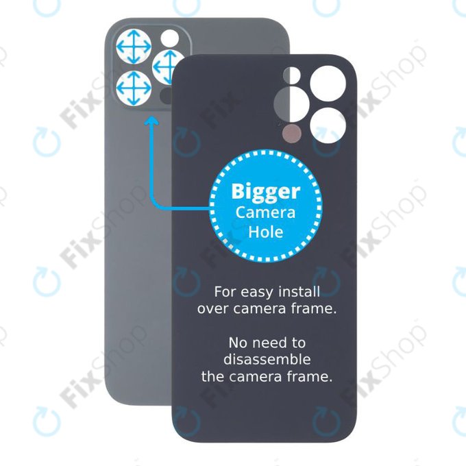 Apple iPhone 13 Pro Max - Verre du boîtier arrière avec plus grand trou pour l'appareil photo (graphite)
