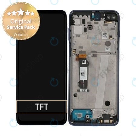 Motorola Moto G 5G Plus XT2075 - Écran LCD + Écran Tactile + Cadre (Bleu Surf) - 5D68C16996 Genuine Service Pack