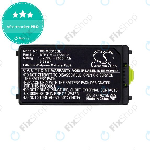 Batterie pour Symbol, Zebra MC3100, MC3190, 2500mAh, Li-Pol, 3.7V, BTRY-MC31KAB02, HQ