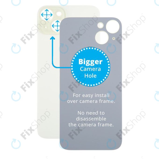 Apple iPhone 15 Plus - Verre du boîtier arrière avec plus grand trou pour l'appareil photo (Yellow)