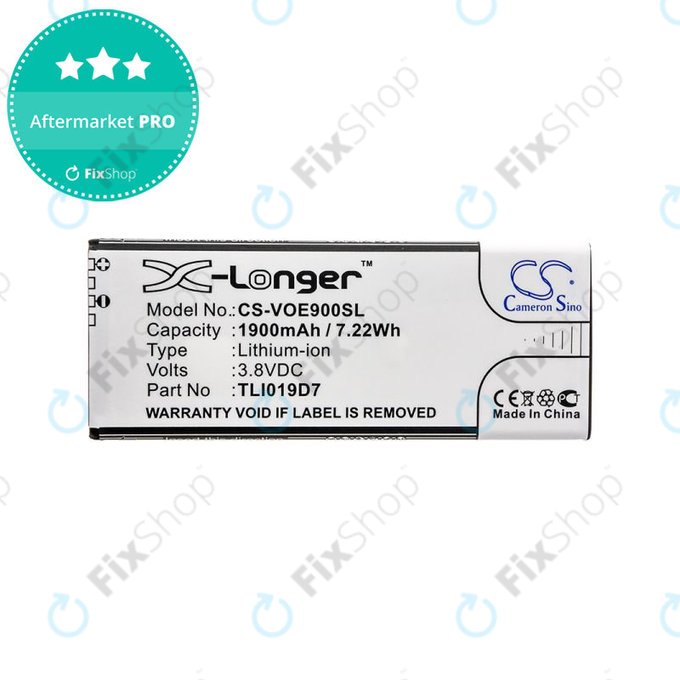 Batterie pour Alcatel 1 Dual Sim, TCL 5033, Vodafone VFD, Telstra, 1900mAh, Li-Ion, 3.8V, TLI019D7, HQ