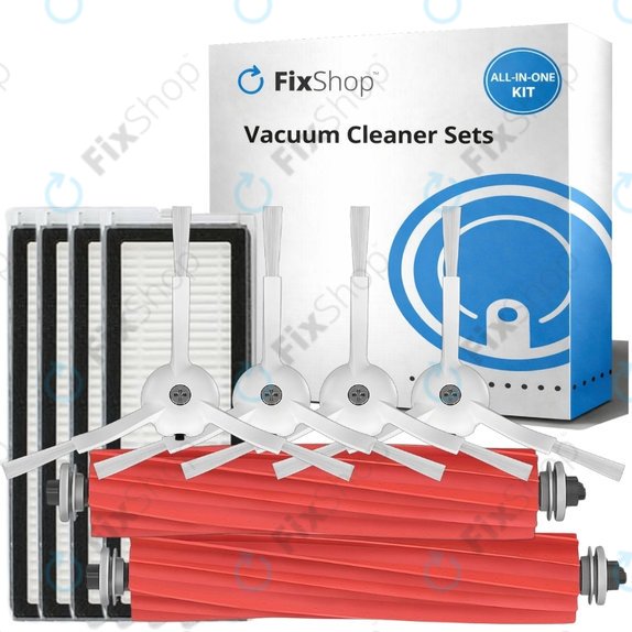 Kit de pièces de rechange pour Roborock Qrevo MaxV, Pro, S (2x Brosse principale, 4x Filtre, 4x Brosse latérale)