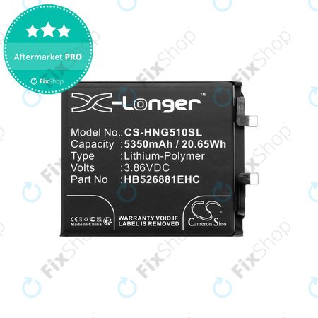 Batterie pour Honor Magic 5 Pro, 5350mAh, Li-Pol, 3.86V, HB526881EHC, HQ