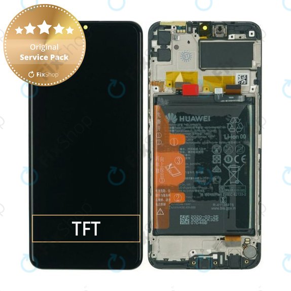 Huawei Y6p, Honor 9A - Écran LCD + Ecran Tactile + Cadre + Batterie (Noir) - 02353LKV