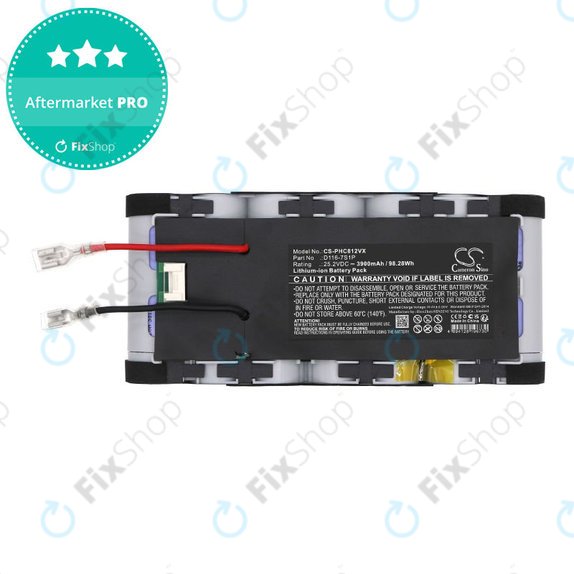 Batterie pour Philips Aqua Plus 8000, XC8349/01, XW8122/82, 3900mAh, Li-Ion, 25.2V, D116-7S1P, HQ