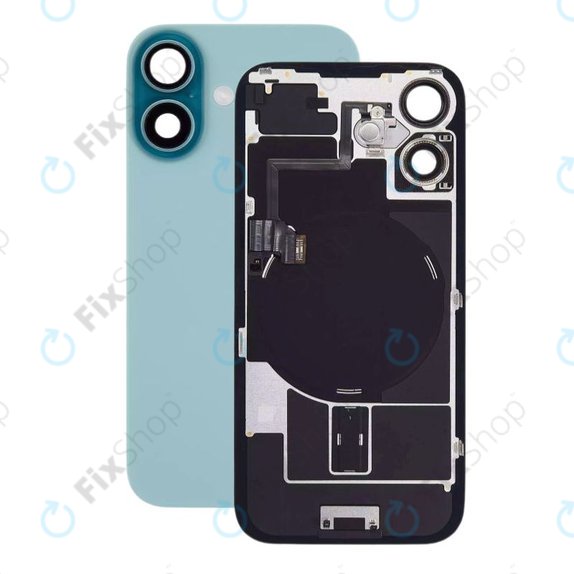 Apple iPhone 16 - Verre de la coque arriere + Verre de caméra + Plaque en métal + Aimants MagSafe (Teal)