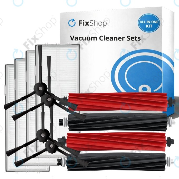 Kit de pièces de rechange pour Xiaomi Roborock S8, S8+, S8 Pro Ultra (2 paires de brosses principales, 4x Filtre, 4x Brosse latérale – noire)