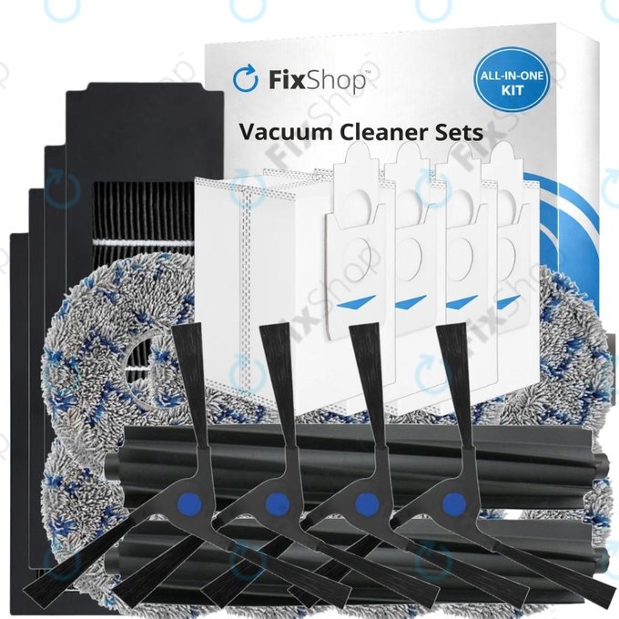 Kit de pièces de rechange pour Ecovacs Deebot X2 Omni (2x Brosse principale, 4x Filtre, 4x Brosse latérale, 8x Chiffon de vadrouille, 4x Sac à poussière)