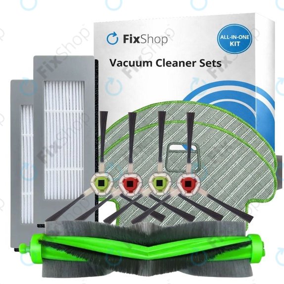 Kit de pièces de rechange pour iRobot Roomba Combo 1138, Ecovacs Deebot Ozmo 930 (1x Brosse principale, 2x Filtres, 2 paires de brosses latérales, 2x Lingettes de lavage)
