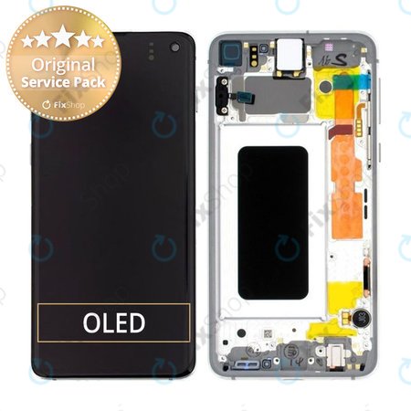 Samsung Galaxy S10e G970F - Écran LCD + Écran Tactile + Cadre (Blanc Prisme) - GH82-18852B, GH82-18836B Genuine Service Pack