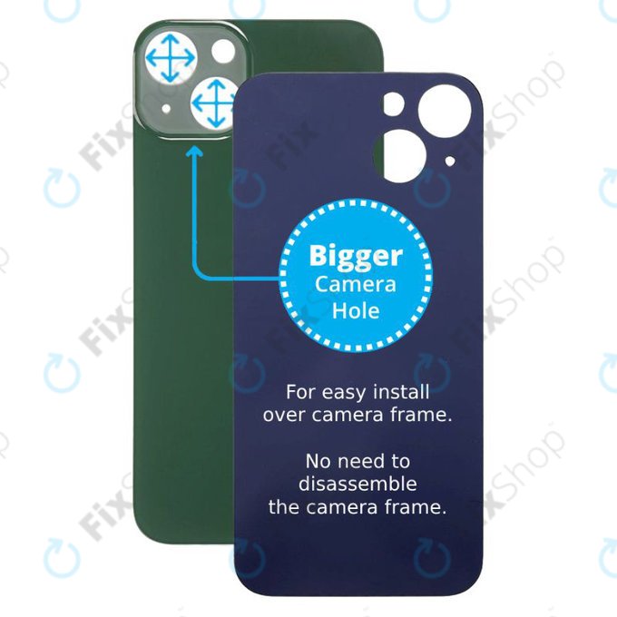Apple iPhone 13 - Verre du boîtier arrière avec plus grand trou pour l'appareil photo (vert)