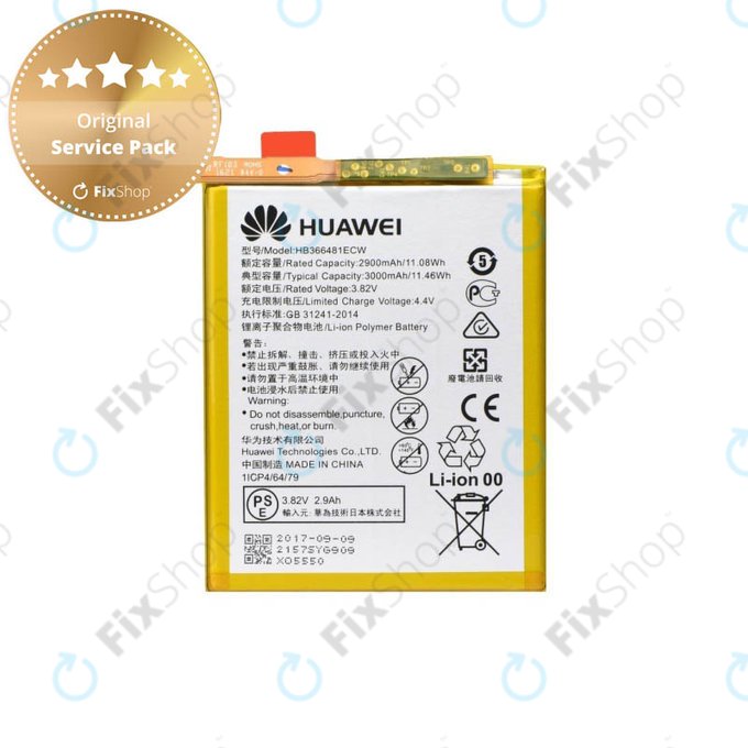 Huawei P9, P9 Lite, P10 Lite, P20 Lite, P Smart, Y6 (2018), Y6 Prime (2018), Y7 (2018), Y7 Prime (2018), Honor 7A, 8, 9 Lite - Batterie HB366481ECW 3000mAh - 24022157 , 24022368, 24022333, 24022376