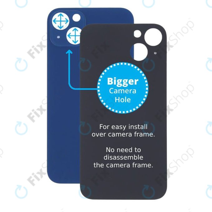Apple iPhone 13 - Verre du boîtier arrière avec plus grand trou pour l'appareil photo (bleu)