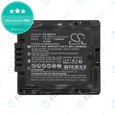 Batterie pour Panasonic NV, PV, VDR, Hitachi DZ, 2160mAh, Li-Ion, 7.4V, BZ-BP14S, HQ