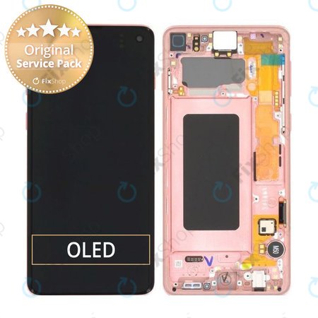 Samsung Galaxy S10 G973F - Écran LCD + Écran Tactile + Cadre (Or Rose) - GH82-18850D Genuine Service Pack