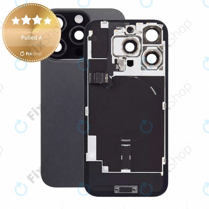 Verre de coque arrière pour iPhone 16 Pro, Black Titanium, Pulled A