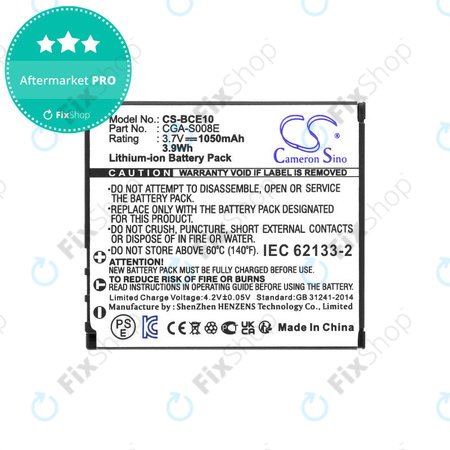 Batterie pour Panasonic Lumix DMC, 1050mAh, Li-Ion, 3.7V, DMW-BCE10, HQ