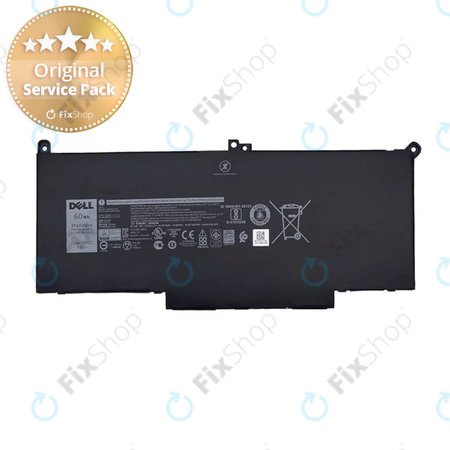 Dell Latitude 7280, 7290, 7380, 7390, 7480, 7490, E7280 - Batterie F3YGT 7500mAh - Genuine Service Pack