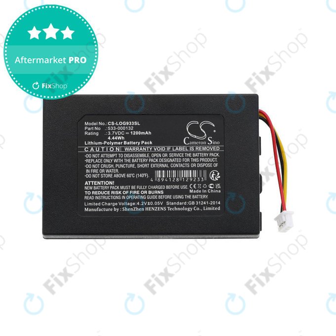 Batterie pour Logitech G533, G933, 1200mAh, Li-Pol, 3.7V, 533-000132, HQ