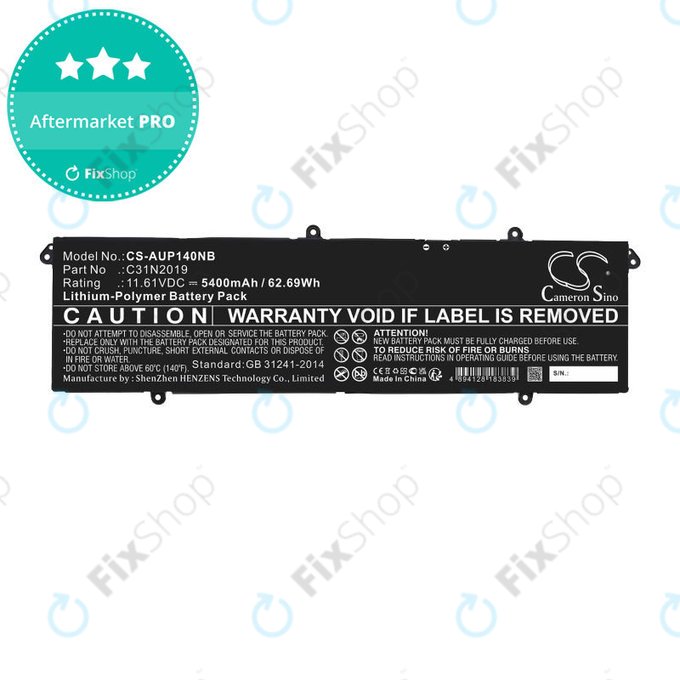 Batterie pour Asus VivoBook Pro 14, 14X, 15 OLED, 5400mAh, Li-Pol, 11.61V, C31N2019, HQ