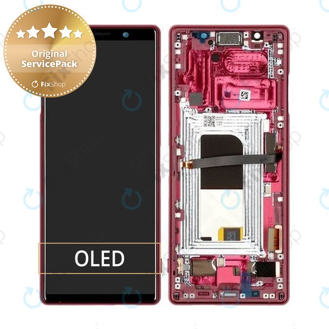 Sony Xperia 5 - LCD + Écran Tactile + Cadre (Rouge) - 1319-9456 Genuine Service Pack