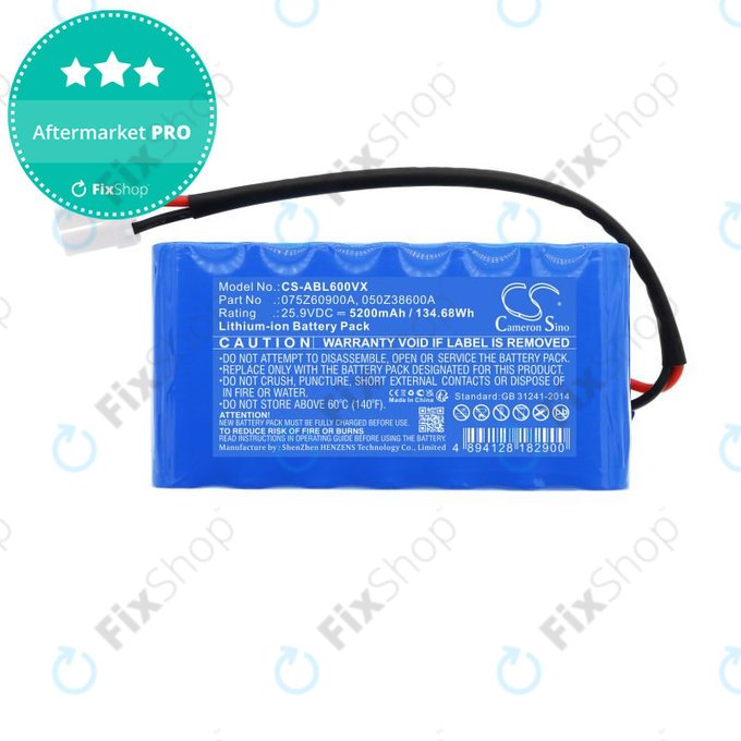 Batterie pour Wiper i130S, Ambrogio Twenty Elite, 5200mAh, Li-Ion, 25.9V, 075Z60900A, HQ