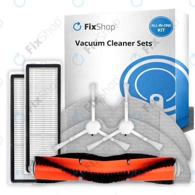 Kit de pièces de rechange pour Xiaomi Mi Robot Vacuum Mop (Mijia 1C), 2 (Mijia 2C) 2 Pro+ (Mijia 1T) (1x Brosse principale, 2x Filtre, 2x Brosse latérale, 2x Chiffon de vadrouille)