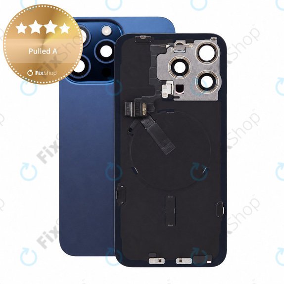 Verre de coque arrière pour iPhone 15 Pro Max, Blue Titanium, Pulled A