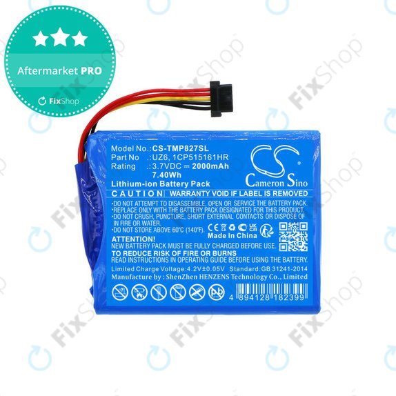 Batterie pour TomTom Pro 8270, Pro 8275, 2000mAh, Li-Ion, 3.7V, UZ6, HQ