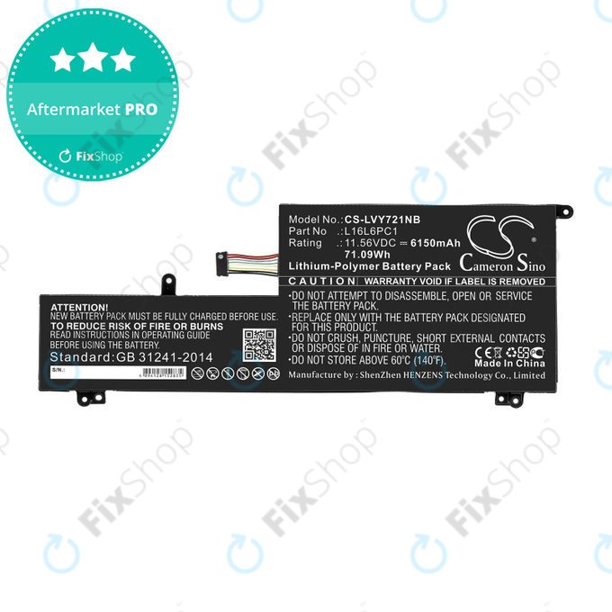Batterie pour Lenovo Yoga 720-15, 6150mAh, Li-Pol, 11.56V, L16L6PC1, HQ