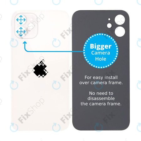 Apple iPhone 12 - Verre du boîtier arrière avec plus grand trou pour l'appareil photo (blanc)