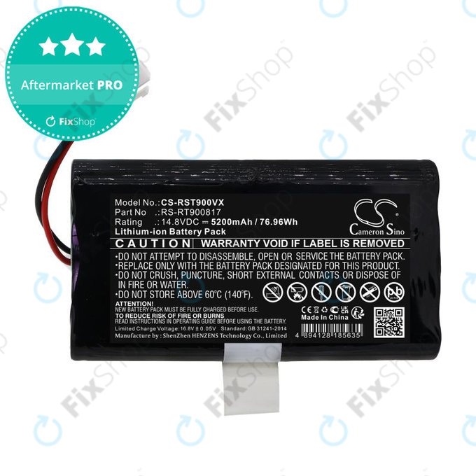 Batterie pour Rowenta Smart Force RR8021WH, 5200mAh, Li-Ion, 14.8V, RS-RT900817, HQ