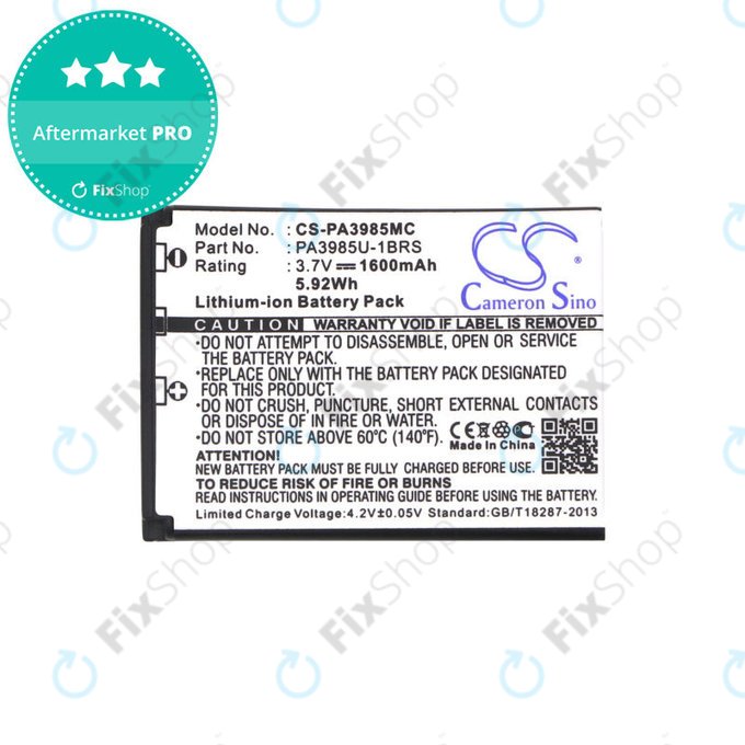 Batterie pour Toshiba Camileo X200, X400, 1600mAh, Li-Ion, 3.7V, PA3985, HQ