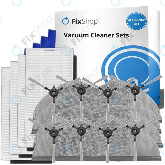 Kit de pièces de rechange pour Xiaomi Robot Vacuum E5 (4x Filtre, 8x Brosse latérale, 4x Chiffon de vadrouille)