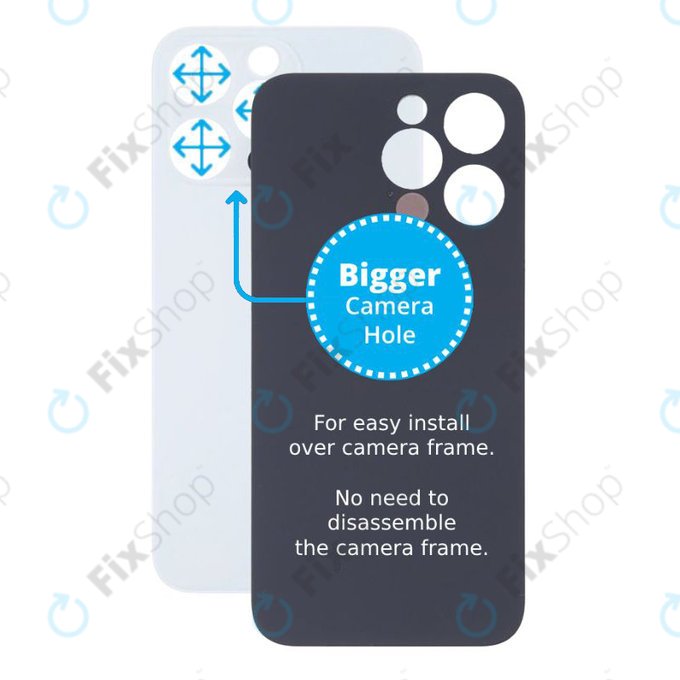 Apple iPhone 13 Pro - Verre du boîtier arrière avec plus grand trou pour l'appareil photo (argent)