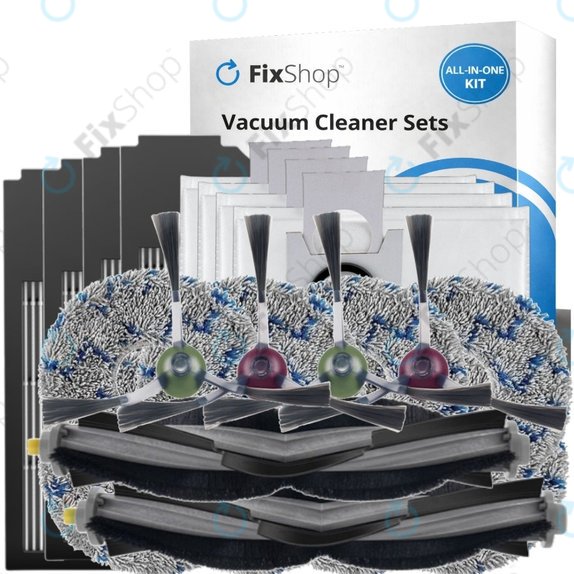 Kit de pièces de rechange pour Ecovacs X1 Omni, T10 (2x Brosse principale, 4x Filtre, 4x Brosse latérale, 8x Chiffon de vadrouille, 4x Sac à poussière)