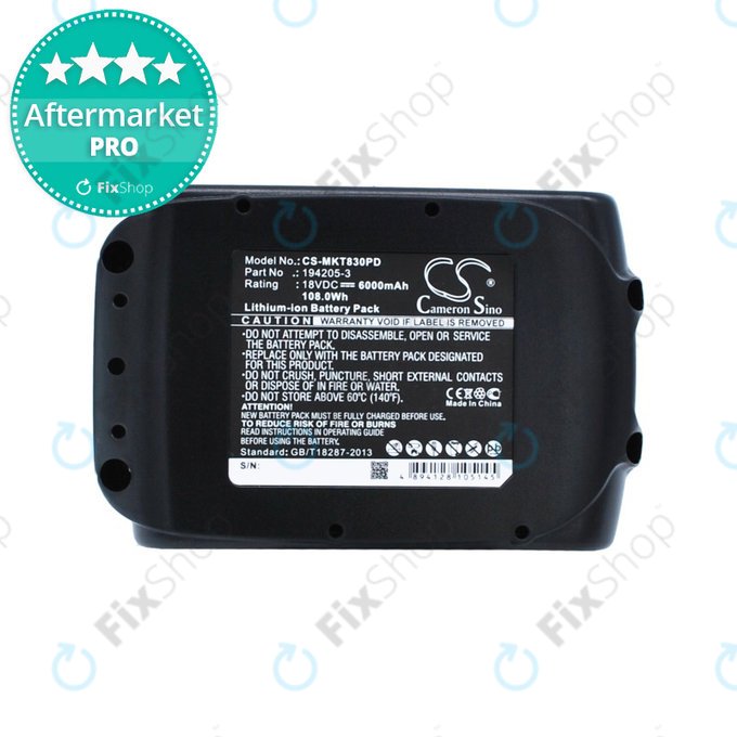 Makita Séries B, C, D, F, G, H, J, L, M, P, S, T, U, V, X - Batterie BL18xx Li-Ion 18V 6000mAh HQ