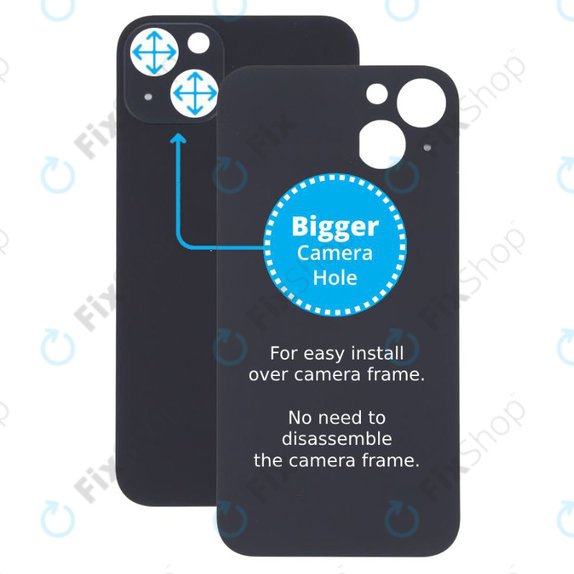 Apple iPhone 13 - Verre du boîtier arrière avec plus grand trou pour l'appareil photo (minuit)