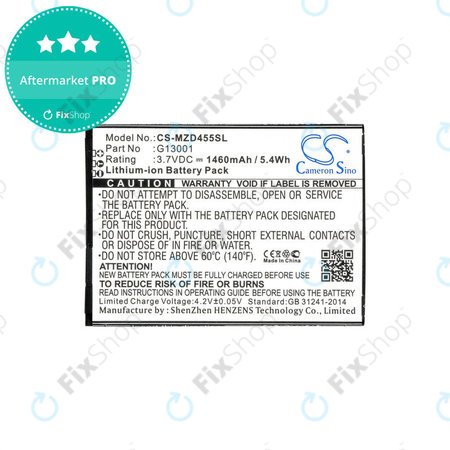 Batterie pour Navon Mizu D455, 1460mAh, Li-Ion, 3.7V, G13001, HQ