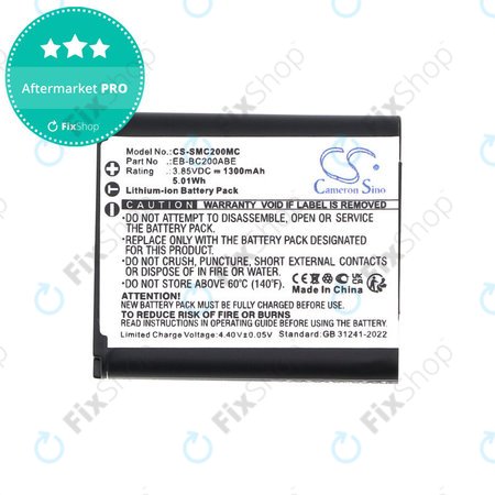 Batterie pour Samsung Gear 360, 1300mAh, Li-Ion, 3.85V, EB-BC200ABE, HQ