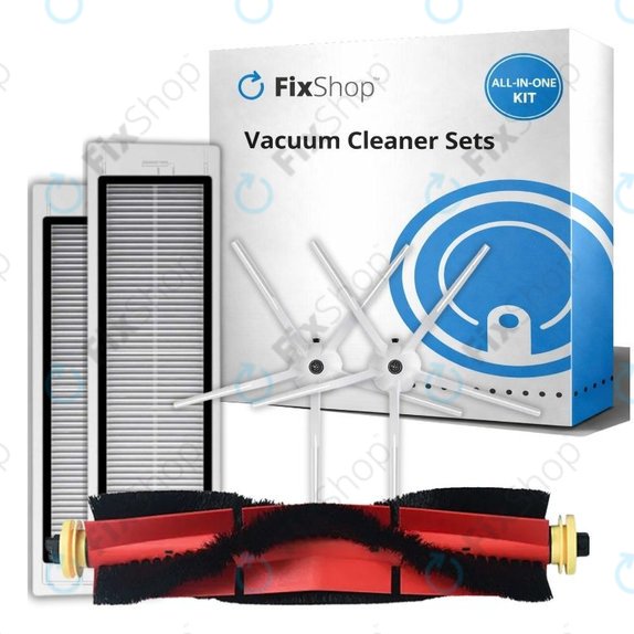 Kit de pièces de rechange pour Xiaomi Roborock S5 Max, S6, S6 MaxV, S6 Pure, Xiaowa E3 (1x Brosse principale, 2x Filtre, 2x Brosse latérale – blanche)