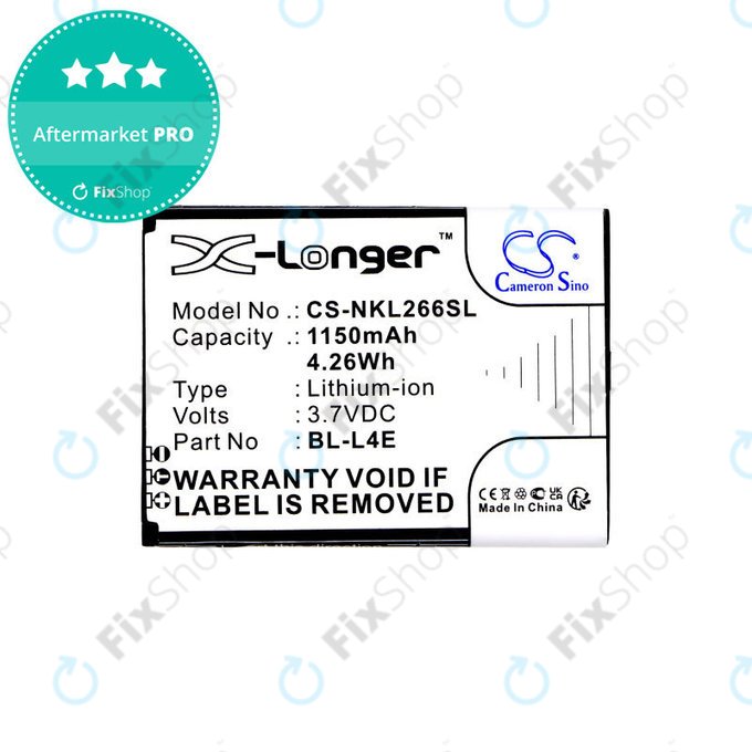 Batterie pour Nokia 2660 Flip 4G, 1150mAh, Li-Ion, 3.7V, BL-L4E, HQ