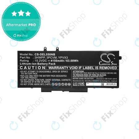 Batterie pour Dell Latitude 5501, Latitude 5401, Latitude 14 5410, Latitude 15 5511, 4150mAh, Li-Ion, 15.2V, 3HWPP, HQ