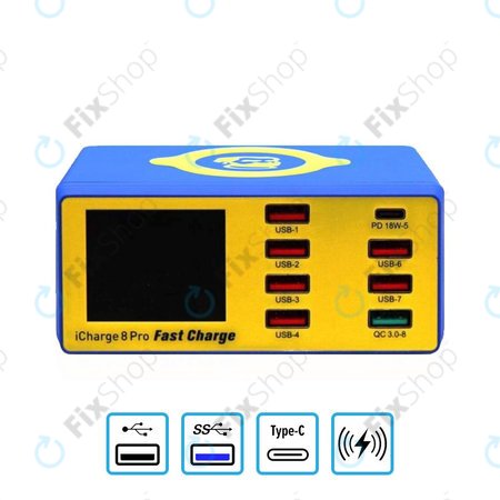 Mechanic iCharge 8 Pro - Station de recharge USB USB-C, USB 3.0 et chargeur sans fil