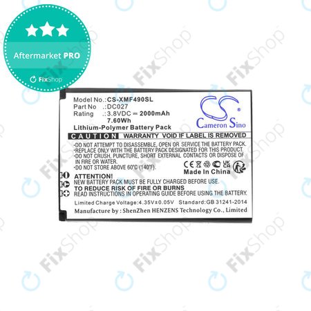 Batterie pour Xiaomi F490 4g, 2000mAh, Li-Pol, 3.8V, DC027, HQ